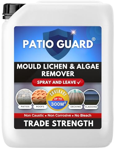 PATIO GUARD PATIO CLEANER MOULD ALGAE AND LICHEN REMOVER - Professional Trade Strength Patio Cleaner - No Scrubbing Required (5L Concentrate)