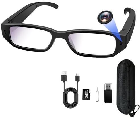 YCCNIU Caméra Espion Cachée 16G, Caméra Cachée dans des Lunettes | Mini Caméra Cachée HD 1080P, Caméra d'action à Lunettes, Prendre des Photos/Vidéos lors de Sorties à Vélo ou de Randonnées