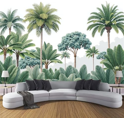 ZISTRCBAO Banana Tree Palm Tree Wallpaper Mural, Tropical Jungle Plant Poster Picture Wallpaper Mural 200x140cm Wall Paper for Home Living Room Bedroom Decor, Green