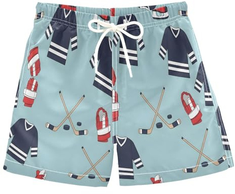 SLHKPNS 7t Boys Swim Trunks Hockey Glove Skate Comfortable Swimsuit for Boys Water Shorts,S