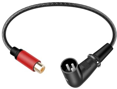 RIIEYOCA Câble 90 Degrés 3 Broches XLR vers RCA, Câble Adaptateur Audio XLR Mâle à Angle Droit vers RCA Femelle pour Tables de Mixage, Amplificateurs, Lecteurs, Microphones env. (30CM)