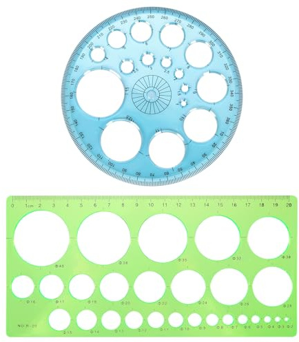 2 Pcs Circle Stencil, Circles Template for Drawing Circles Ruler Stencil | Multi-Function Large & Small Sizes for Studying, Designing, Office Use, Perfect for Painting & Drafting, Plastic
