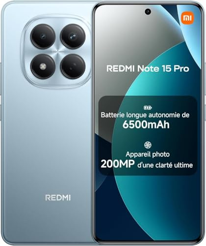 XIAOMI Smartphone Redmi Note 15 Pro NFC, 12 +512 GB, Color Azul, IP65, Pantalla AMOLED, Android 15, procesador Mediatek Helio G200 Ultra, cámara 200 MP, 6,77 Pulgadas, 45 W, con Cargador