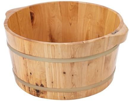 Chelngveo fotbad fotbalja trä, träfärgad balja för fotbad, polerad halkfri fotbalja, fotbad balja, fotbalja trä för vuxna, spa, pedikyr användning, 38 x 38 x 20 cm