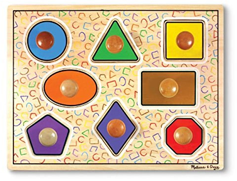 Melissa & Doug Geometric Shapes Peg Puzzle | Puzzles Wooden Toy | Age 12m+ | Gift for Boy or Girl