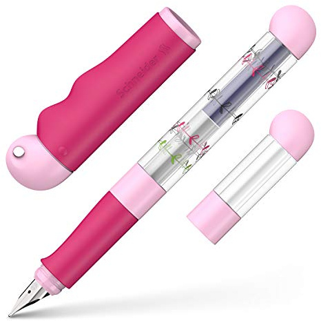 Schneider 162829 Base Kid Füller (Rechtshänder, Anfängerfeder, große Fingerflächen) pink-rosa