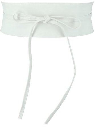 FASHIONGEN - Ceinture Obi pour Femme, Ceinture large Obi, Similicuir de Poylurethanne, haute qualité, MICA - Blanc, S-M