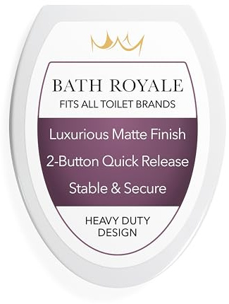 Bath Royale Heavy Duty & Soft Close Toilet Seat Elongated BR237-00 Scratch Resistant, Fits All Toilet Brands, MasterSuite Series