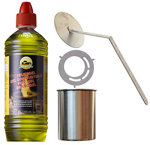 Moritz Kit de démarrage 1 x 1000 ml gel combustible + 3 x boîtes en acier inoxydable 500 ml + brûleur + plaque de cuisson pour brûleur cheminée au four