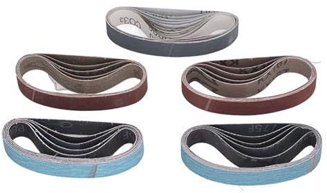 Fafeicy 30 STÜCKE Schleifbänder Sortiment Messerschärfer Schleifpapier Band Set 80 120 240 400 800 1000 Körnung Flachnaht Schleifband Kit für Holzbearbeitung Metall Aluminium (1/2 Zoll 12 Zoll)