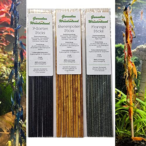 Garnelen Wunderland Shrimp Sticks 3er-Bundle 33 Stück/Lollies Lutscher Futter Blüten Set