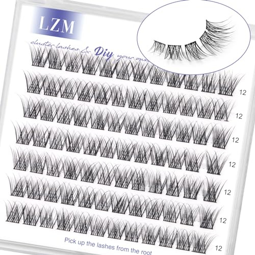 LZM Fake Lashes Wimpern 12mm C Curl Künstliche Wimpern Natürlicher Look Weich DIY Cluster Einzelne (Moon-12)