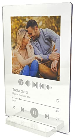 Panorama Placa Spotify Personalizada con Foto - Diseño con Código escaneable de Canción - Regalo Boda, Comunión y Cumpleaños Mejor Amiga