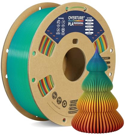 OVERTURE PLA Plus (PLA+) PLA-Filament 1,75 mm, professionelle PLA-Festigkeit, 1kg Filament (2,2 lbs), Maßgenauigkeit +/- 0,02 mm, für 3D-Drucker (Sonnenregenbogen)