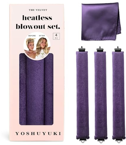 YOSHUYUKI Heatless Hair Curler to Sleep in No Heat Satin Heatless Curls Overnight Rods Curling Set Jumbo Large Foam Sponge Hair Rollers Curlers for Long Short Hair Volume Women Styling Tools Violet