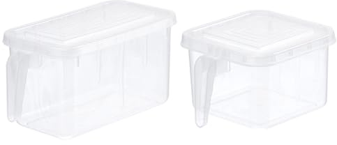 Lkw Ogechi Lot de 2 2.8L+5L Boîte de Rangement pour Réfrigérateur avec Couvercle et Poignée, Bac Rangement Frigo Fruit et Légumes, Boîtes de Rangement Empilables et Hermétiques