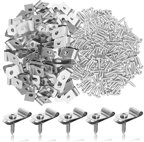 R4 Serre-câbles colliers de serrage avec vis : WEGREAT 200 pinces de fil de clôture en métal, pinces métalliques en acier inoxydable, clips de fixation agricoles pour fil sur clôture en bois, métal ou