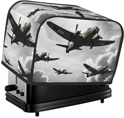 Toaster-Abdeckung aus dem Weltkrieg, 2 Scheiben, für kleine Geräte, mit Taschen, Toaster-Staubschutz mit Griff oben, waschbar, Universal-Brotbackmaschinen-Abdeckung für Küche