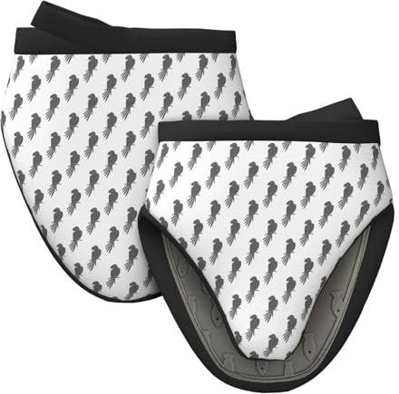 Lot de 2 mini gants de cuisine minimalistes en silicone - Motif perroquet gris - Résistants à la chaleur - Pour la cuisine et la pâtisserie