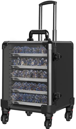 WELIDAY Miniatures Storage Case Miniatures Transport Case Aluminum Alloy Frame Display Case with Lock and Trolley (Medium Size)