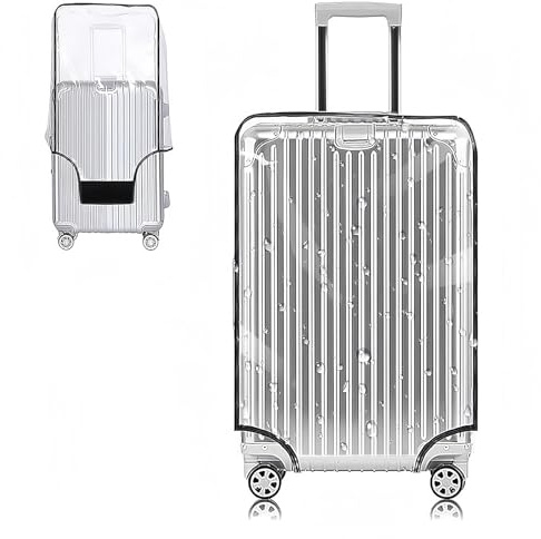Kokoie Clear Suitcase Covers, 20 Inch PVC Luggage Cover, Waterproof Travel Luggage Protector Cover with Hook and Loop Closure for Wheeled Suitcase Business Trip Daily Using