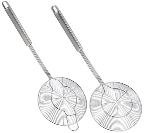 ULTECHNOVO 2 piezas Colador de Cocina Inoxidable Espumadera Fina para Pasta y Alimentos Fritos con Mango Larga Resistente al Calor para Freír y Escurrir Casa