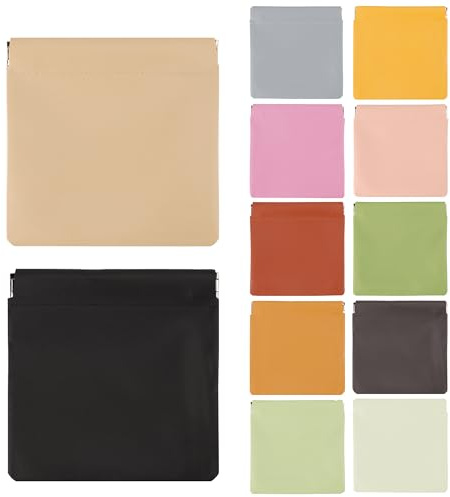 Cmonie 8-12PCS 4.72″x4.72″ Snap Closure Organizer Pouch, Small Purse Makeup Bag, Portable Small Leather Makeup Pouch, Mini Cosmetic Pouches Travel Bag for Coin, Cosmetics, Jewelry (12Pcs-A)