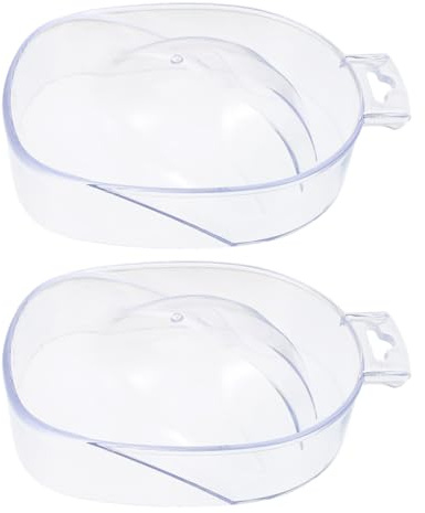 Lurrose Cuenco para Remojar Uñas de Acrílico Transparente, 2 Piezas, Recipiente para Manicura y Ablandar Cutículas, Adecuado para Quitar Esmalte de Gel y Cuidado Profesional de Uñas