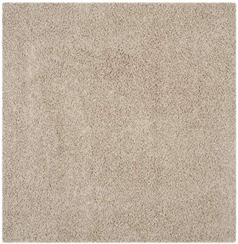 SAFAVIEH Athens Shag Collection Area Rug - 6'7 Square, Beige, Non-Shedding & Easy to Clean, Ideal for Living Room, Bedroom, Dining Space (SGA119G)