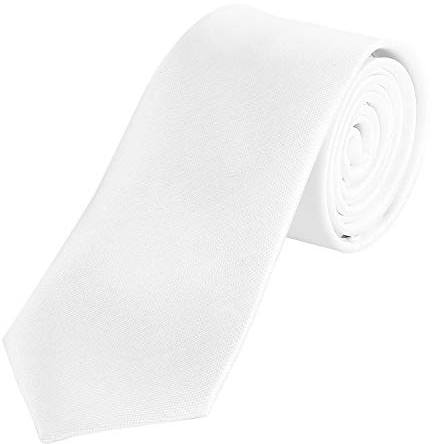 DonDon herrslips 7 cm klassisk handgjord affärsslips vit för kontoret eller festen