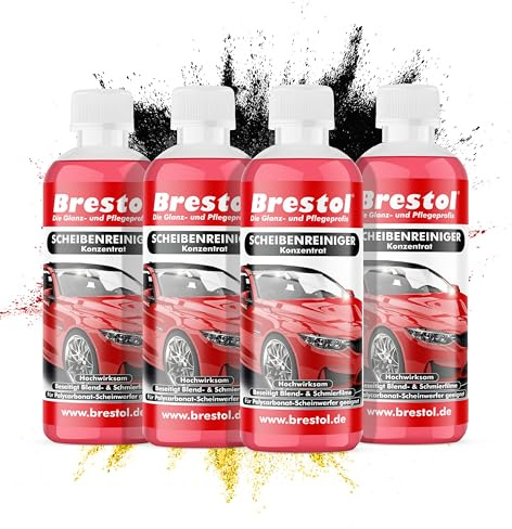 BRESTOL® Scheibenreiniger-Konzentrat für Autos 4x 300 ml - Für klare Sicht ohne Schlieren – Ergiebiger Reiniger mit starker Reinigungskraft – Ergibt über 240 Liter gebrauchsfertigen Scheibenreiniger