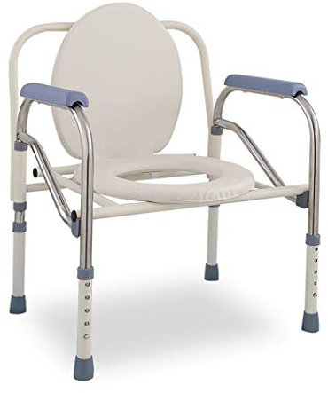 Nachtkommode Toilettenstuhl-Hochleistungsstahlkommode Sitz,Nachttopf Stuhl für Erwachsene,medizinischer Handicap-Toilettensitz mit Griffen und Eimer