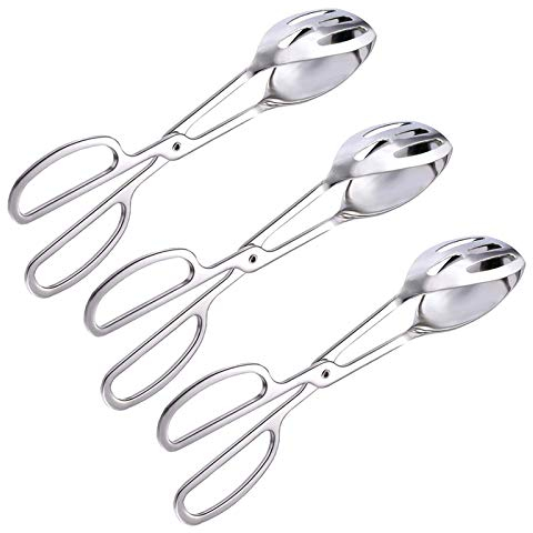 AUHOTA Pinze da Cucina, Pinze da Buffet, Pinze per Barbecue Insalata in Acciaio Inox, Addensato Pinze Torte per Pane Alimenti Addensanti per Servire Buffet Catering Feste (3 Pezzi)