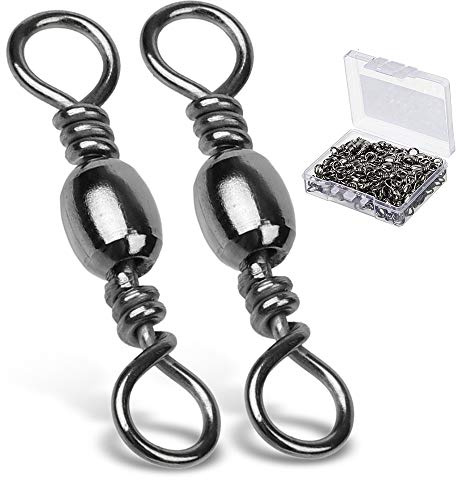 9Tong Alta Resistencia Gira de Pesca Barril Anillo sólido Barril Eslabón Giratorio de Pesca Aparejos de Pesca rodantes Línea Agua Salada Inoxidable 50pcs 51lbs