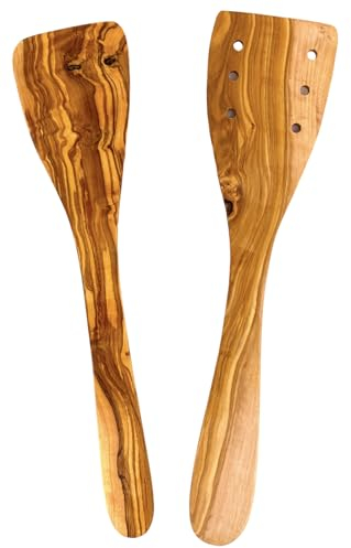 Balna 2 Pfannenwender 30 cm Olivenholz, Wender aus Holz Küchenset aus Oliven-Holz Küchenhelfer