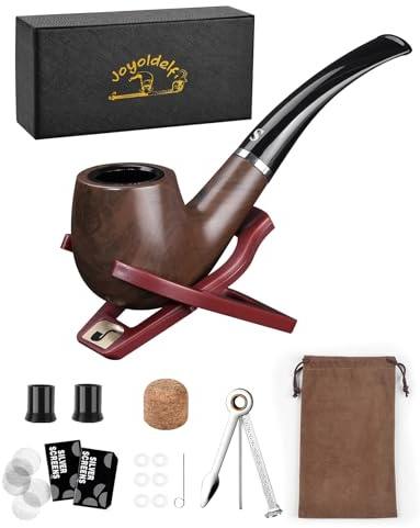 Joyoldelf Smoking Pipes, Smoking Pipe with Foldable Pipe Stand, Pipe Screens, Pipe Bits and Pipe Cleaners with Gift Smoking Box