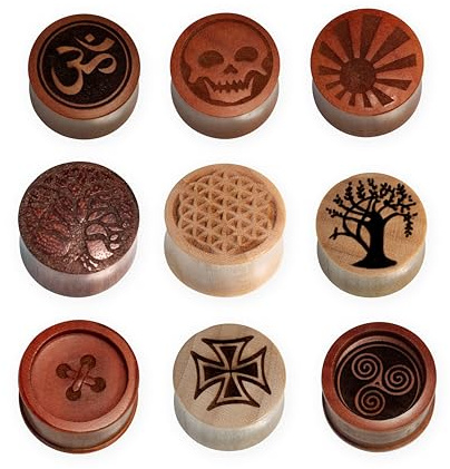 Fly Style 1 Stück Piercing Ohr Tunnel Flesh Plug - Ohr Piercings - Earplug Holz - Laser Piercing Tunnel Holz Ohrschmuck