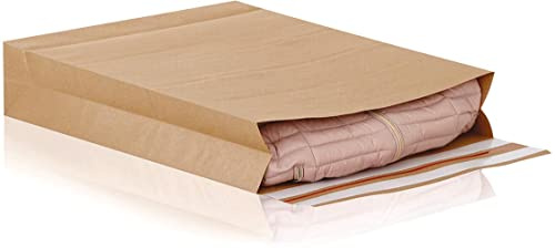 e-Green® - Borsa pieghevole (100 pezzi), con chiusura adesiva, con fondo e piega laterale, buste per spedizioni in carta kraft marrone, due strisce adesive + filo, 570 x 450 x 100 mm, 120 g/m²