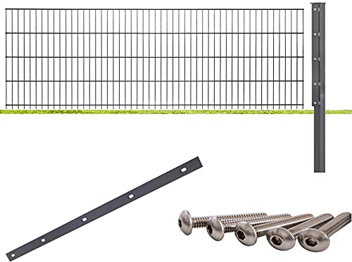 Doppelstabmattenzaun 8/6/8 Anthrazit konfigurieren sie den kompletten Zaun für ihr Bauvorhaben (Zaunpfosten mit Flachleiste, Höhe 2,03m)