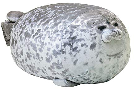 60cm Chubby Blob Seal Pillow, Robbe Kuscheltier Fett Meerestier Kissen Gefülltes Plüschkissen Grau Klecks Siegel Umarmungskissen Stofftier Baumwolle Blob Seal Plüsch Spielzug für Kinder Erwachsene