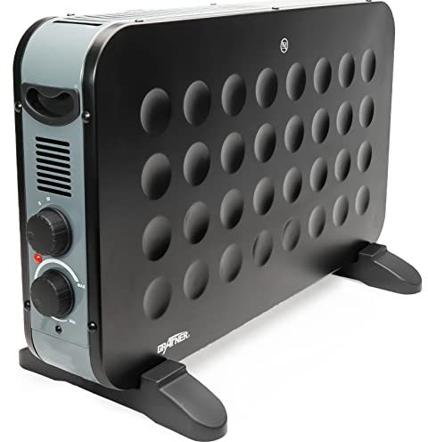 Grafner Konvektor Heizgerät 2000 Watt, matt schwarz, 3 Heizstufen, stufenlos regulierbares Thermostat für vollautomatischen Betrieb, neuste Umwälztechnologie, geräuschlos, Heizkonvektor Elektroheizer