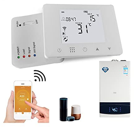 PAKLIF Termostato inalámbrico WiFi & RF Habitación inalámbrica Termostato Caldera de Gas/Suelo de Agua Calefacción Controlador de Temperatura Inteligente Control Remoto Termostato de calefacción