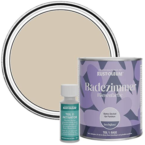 Rust-Oleum wasserfeste beige Fliesenfarbe für Badezimmer in Hochglanz Finish - Karamell 750ML