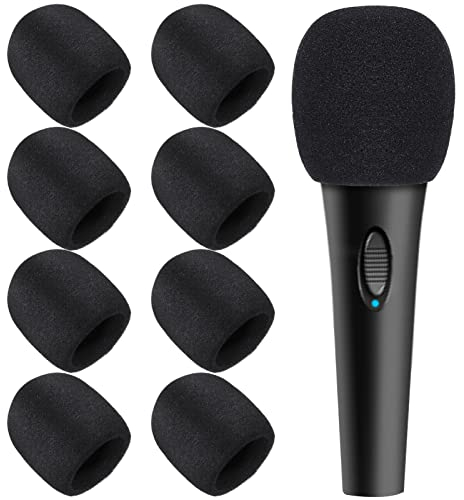 Dacitiery 8 Pack Foam Mic Cover, Microphone Foam Cover, Thick Handheld Microphone Windscreen, Blocks Out Plosives Microphone Pop Foam Mic Filter for Wireless Microphones KTV Stage Device Performance
