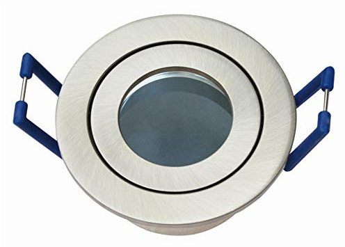Licht-Idee 5 x Kleiner Feuchtraum Einbaustrahler eisengebürstet 35mm rund für Led oder Halogen MR11 12 Volt G4