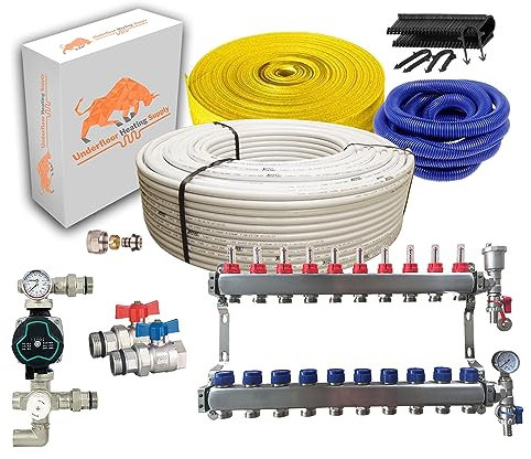 Underfloor Heating Solid Floor or Screed Floor Kit - 200m2 (10 Port)
