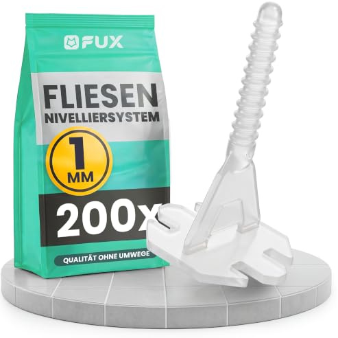 FUX sistema di livellamento per piastrelle 1mm | Superficie piana e fughe uniformi, posa rapida, riutilizzabile, Transparente, 1mm