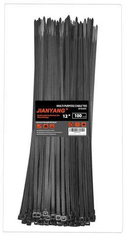 12 Inch Zip Ties Double Sided Toothed,100 LBS Tensile Strength Heavy Duty Cable Wire Ties With Self-Locking Adjustable More Durable Nylon Tie Wraps for Indoor Outdoor（100 Pack）