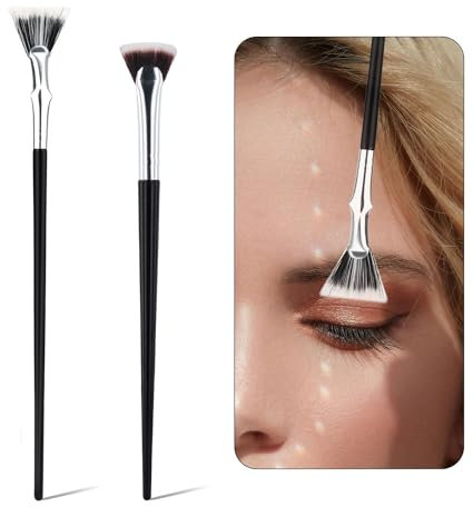2pcs Pinceaux Mascara pour Cils, 2 Styles Brosse à Cils Mascara Festonnée à Angle Pliable en Forme d'Éventail Multifonctionnel Outil de Maquillage pour Cils Supérieurs et Inférieurs & Sourcils