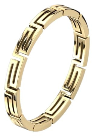 viva-adorno Fingerring Edelstahl Damen Ring schmal Griechische Mäander Ornamente Gold RS57mz